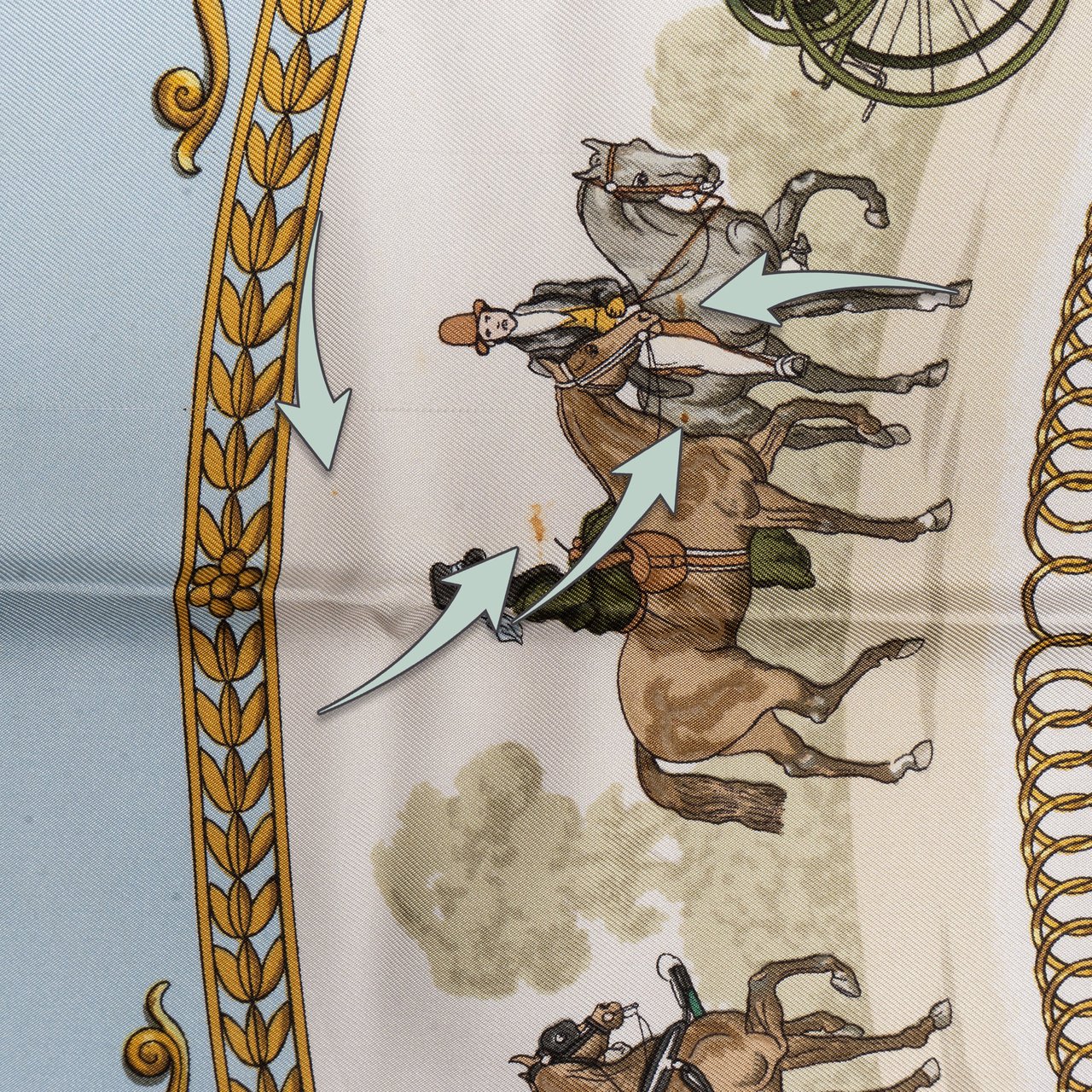 Hermès Hermès Classic "La Promenade De Longchamps" Silk Carre 90 Scarf Tuch Blauw