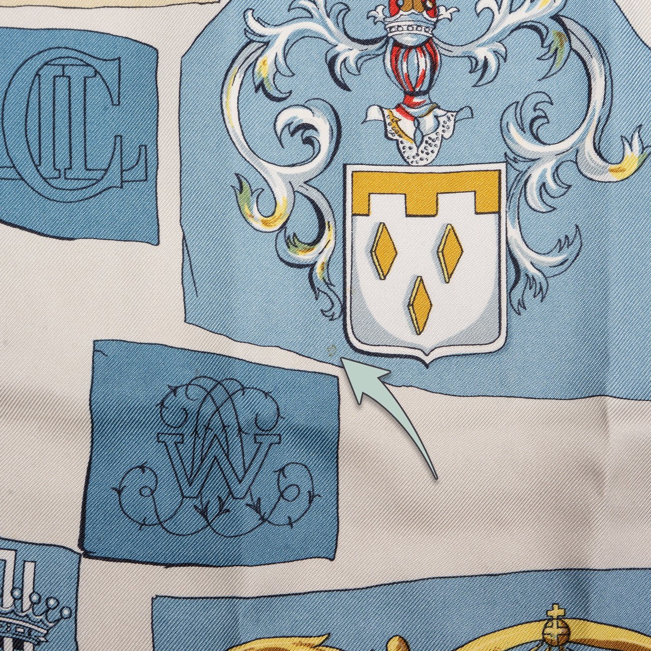 Hermès Classic "Chiffres Et Monogrammes" Silk Carre 90 Scarf Tuch Blauw