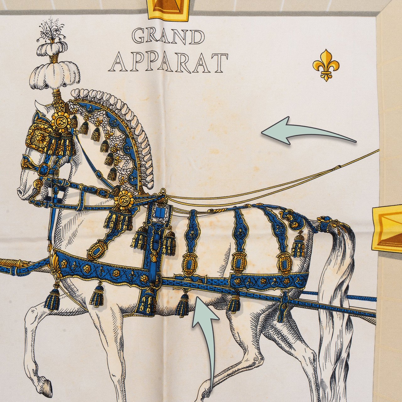 Hermès Hermès Classic "Grand Appart" Silk Carre 90 Scarf Tuch Blauw