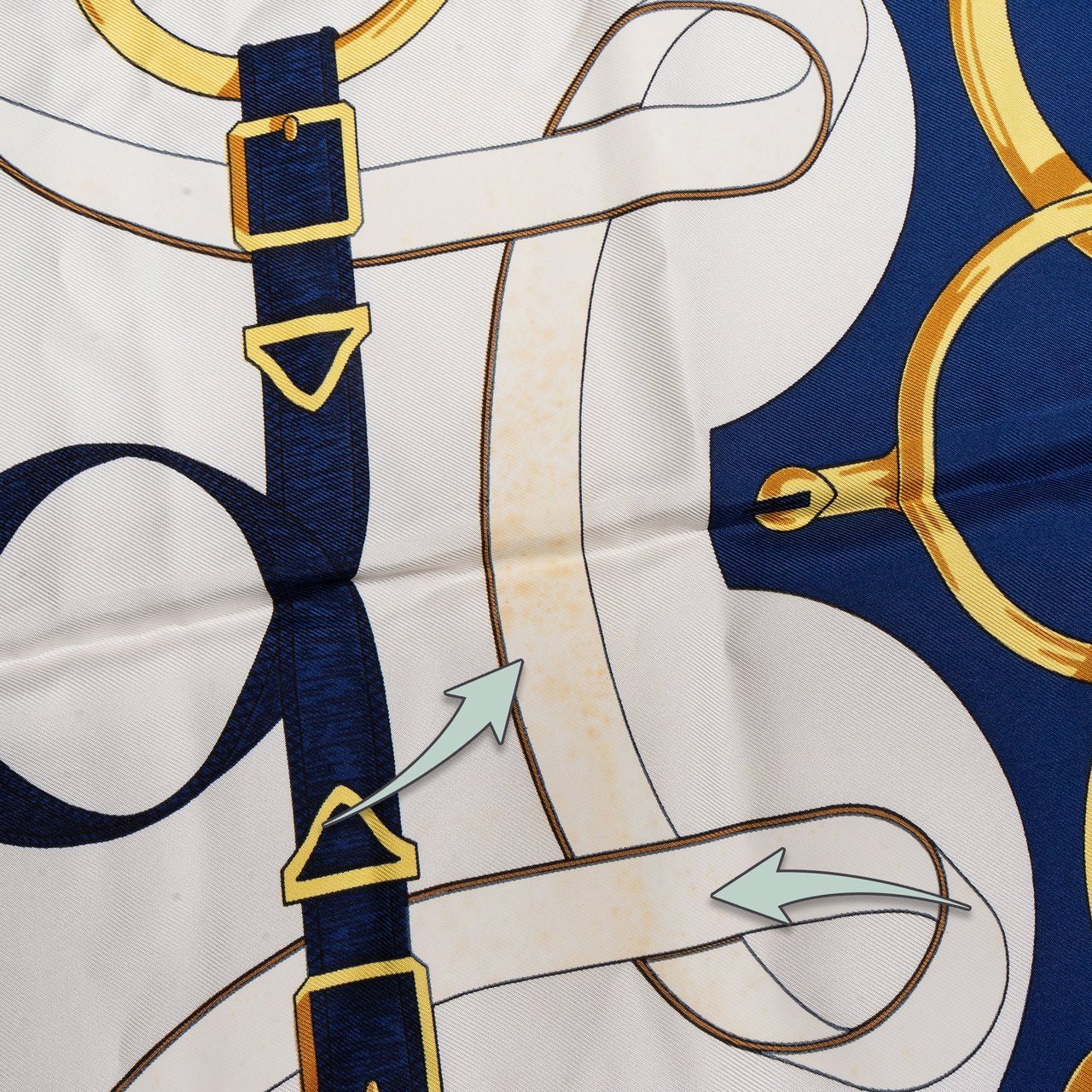 Hermès Hermès Classic "Eperon d`Or" Silk Carre 90 Scarf Tuch Blauw