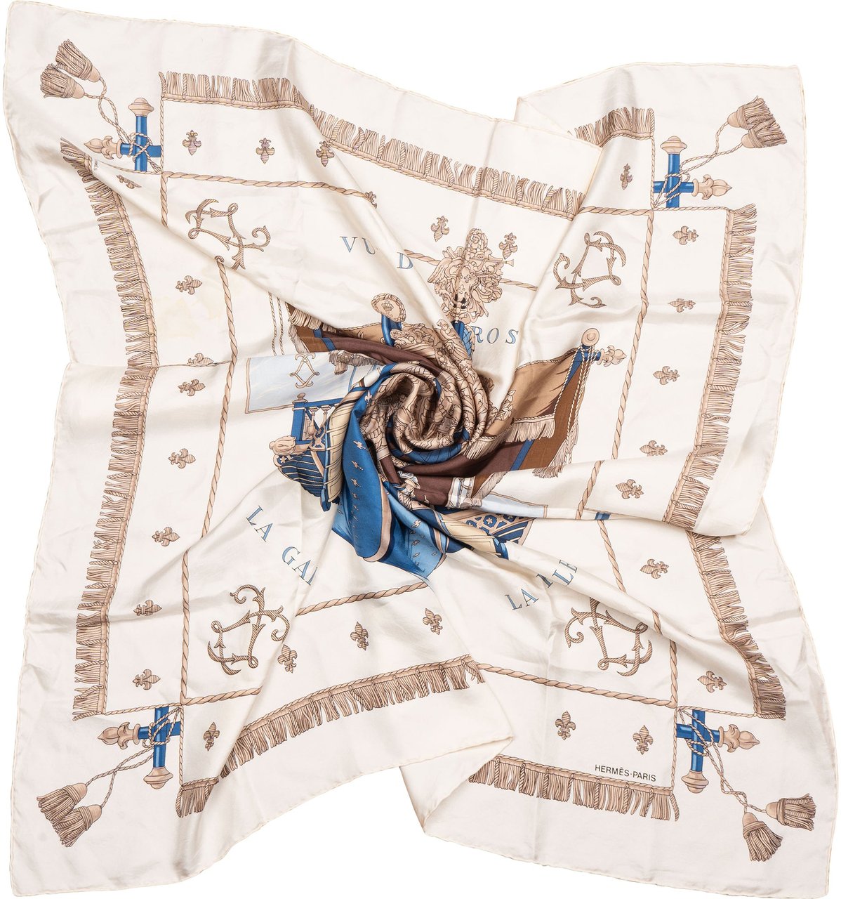 Hermès Hermès Classic "Veu Du Carosse De" Silk Carre 90 Scarf Tuch Wit