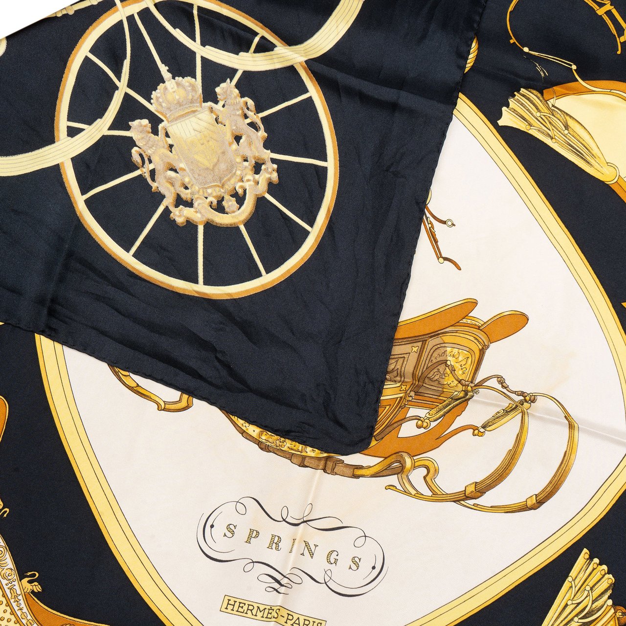 Hermès Hermès Classic "Springs" Silk Carre 90 Scarf Tuch Zwart