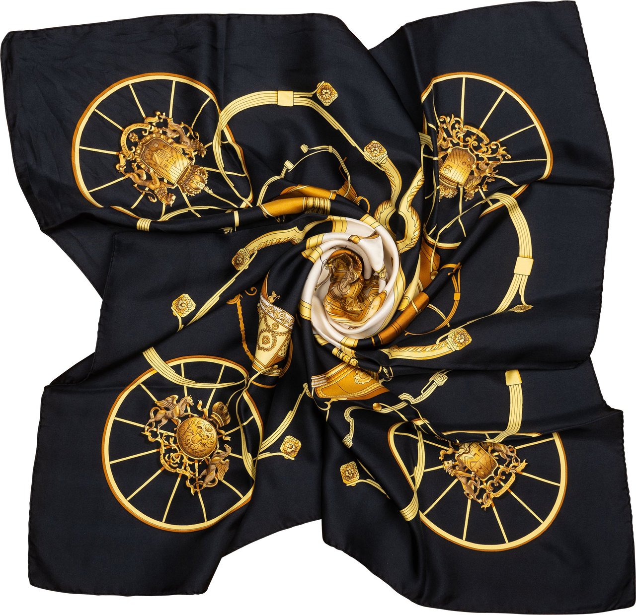 Hermès Hermès Classic "Springs" Silk Carre 90 Scarf Tuch Zwart