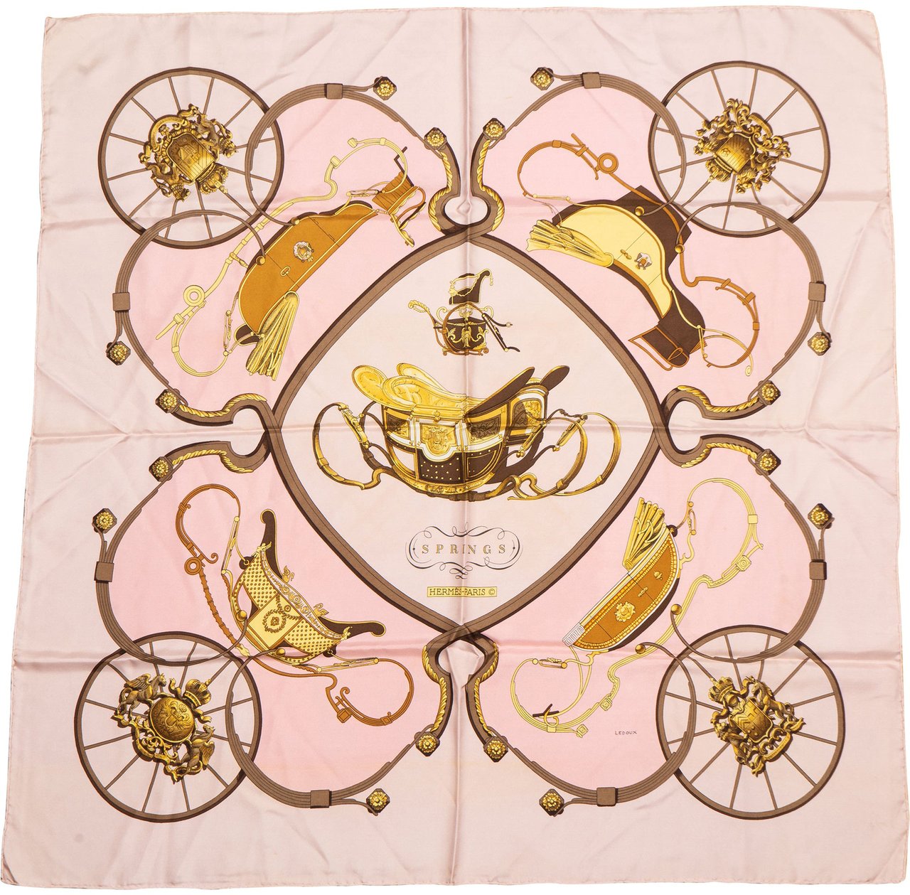 Hermès Hermès Classic "Springs" Silk Carre 90 Scarf Tuch Rood