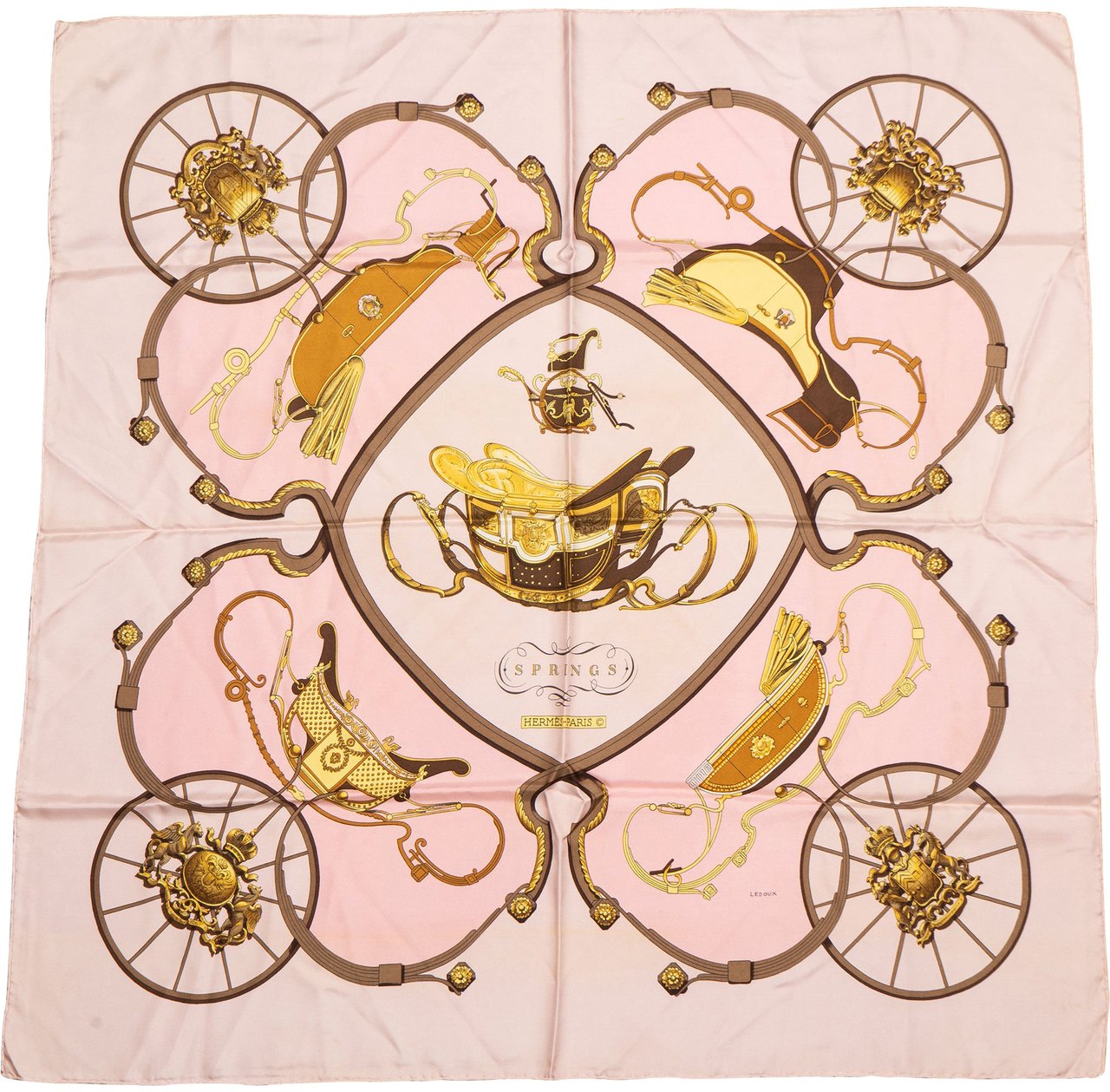 Hermès Hermès Classic "Springs" Silk Carre 90 Scarf Tuch Rood