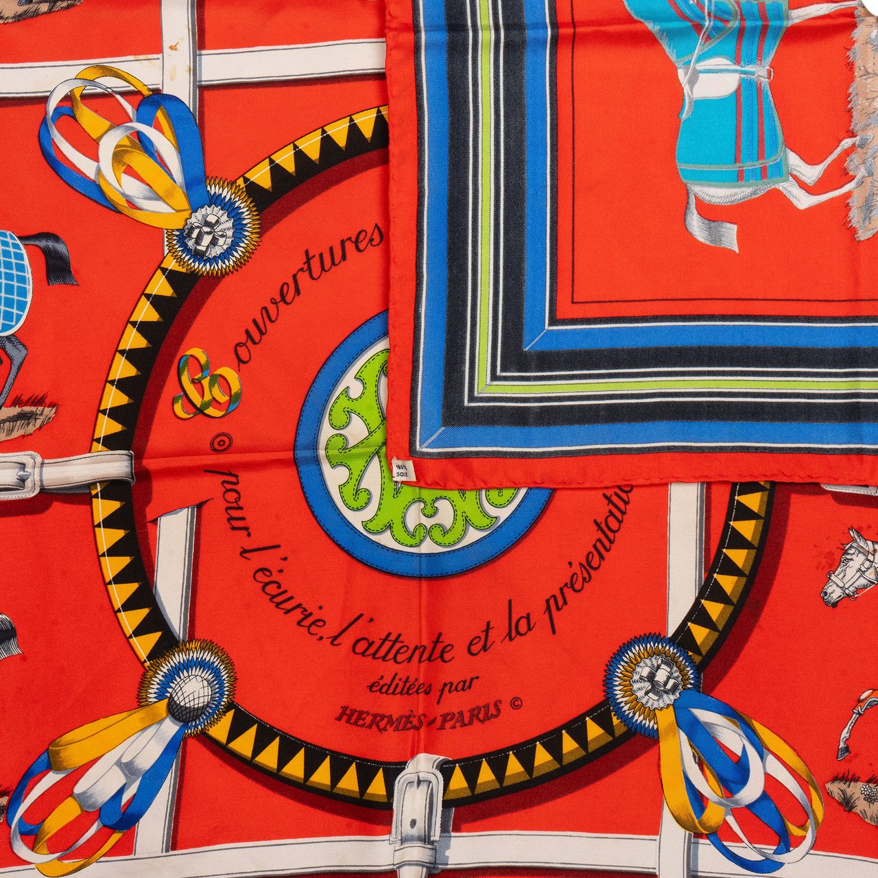 Hermès Hermès Classic "Couvertures" Silk Carre 90 Scarf Tuch Rood