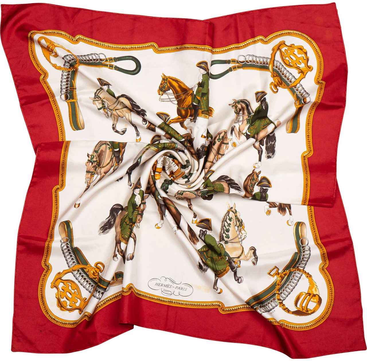 Hermès Classic "Reprise" Silk Carre 90 Scarf Tuch Rood