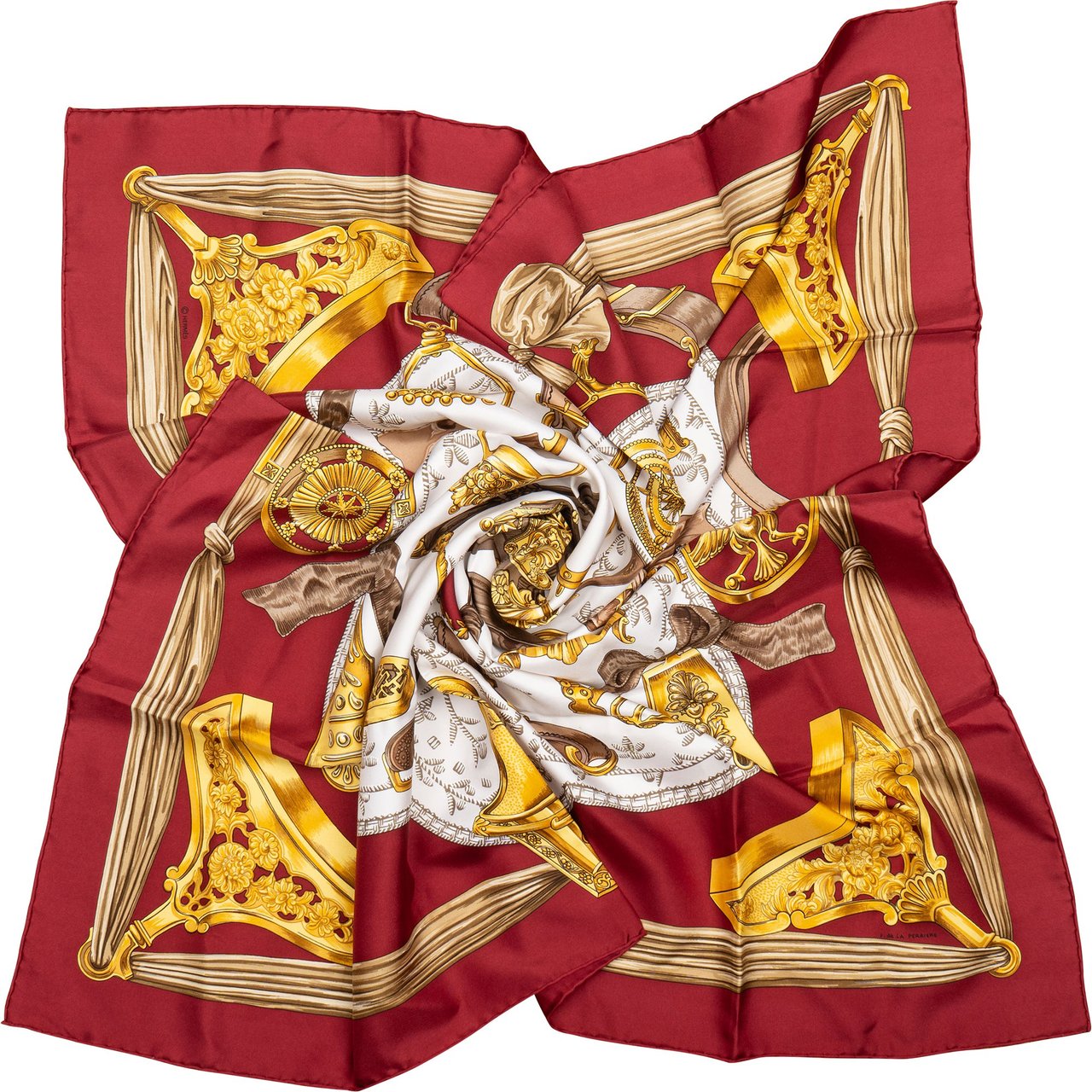 Hermès Hermès Classic "Etriers" Silk Carre 90 Scarf Tuch Rood