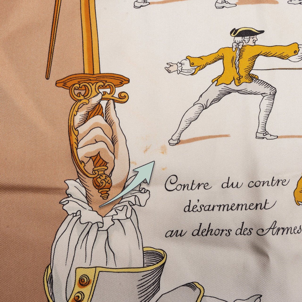 Hermès Classic "Traité Des Armes" Silk Carre 90 Scarf Tuch Bruin
