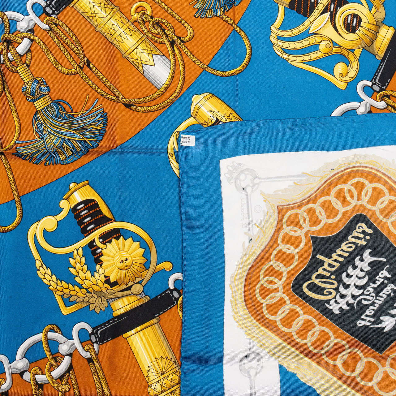 Hermès Hermès Classic "Cliquetis" Silk Carre 90 Scarf Tuch Blauw