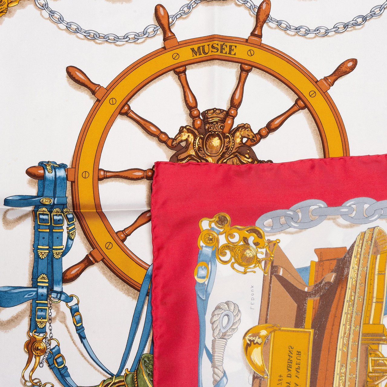 Hermès Hermès Classic "Musée" Silk Carre 90 Scarf Tuch Rood