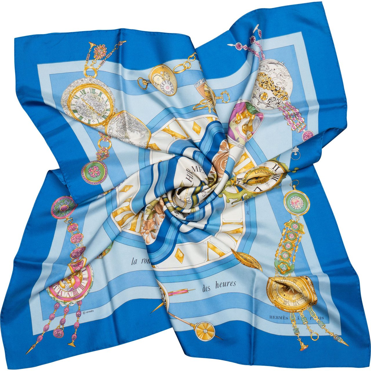 Hermès Hermès Classic "parmi les fleurs" Silk Carre 90 Scarf Tuch Blauw