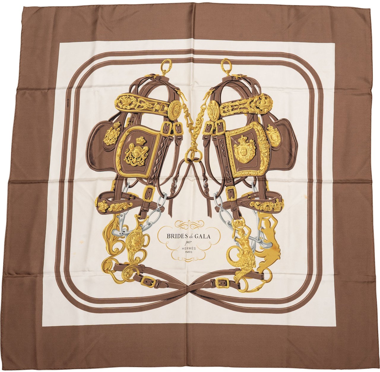 Hermès Hermès Classic "Brides de Gala" Silk Carre 90 Scarf Tuch Bruin