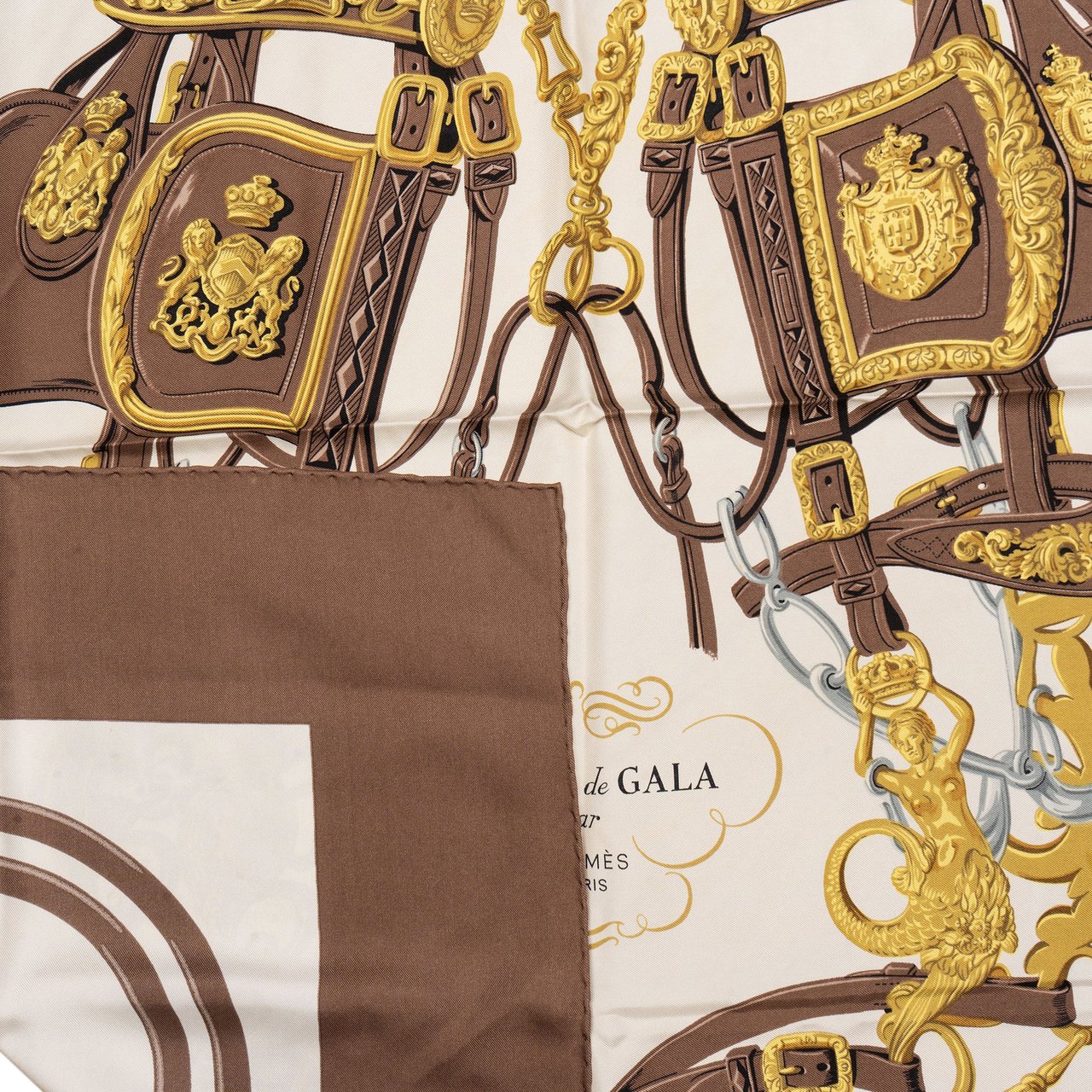 Hermès Hermès Classic "Brides de Gala" Silk Carre 90 Scarf Tuch Bruin