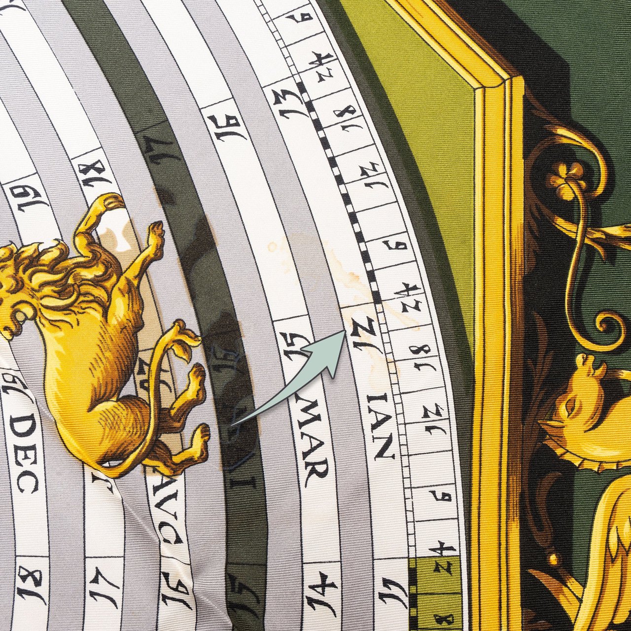 Hermès Hermès Classic "Dies Et Hore" Silk Carre 90 Scarf Tuch Groen