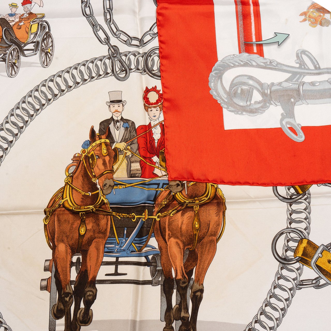 Hermès Hermès Classic "Équipages" Silk Carre 90 Scarf Tuch Rood