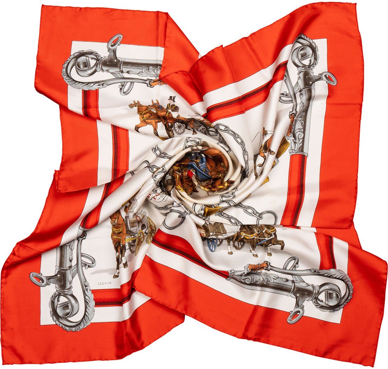 Hermès Classic "Équipages" Silk Carre 90 Scarf Tuch Rood