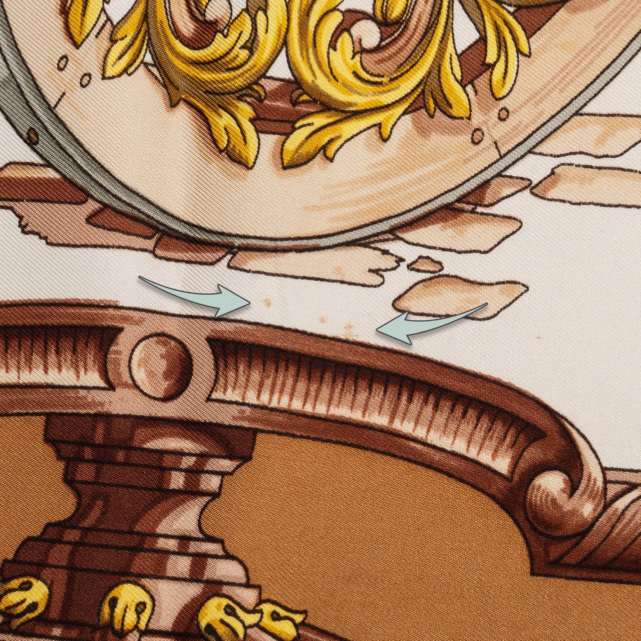 Hermès Hermès Classic "Roues de Canon" Silk Carre 90 Scarf Tuch Bruin