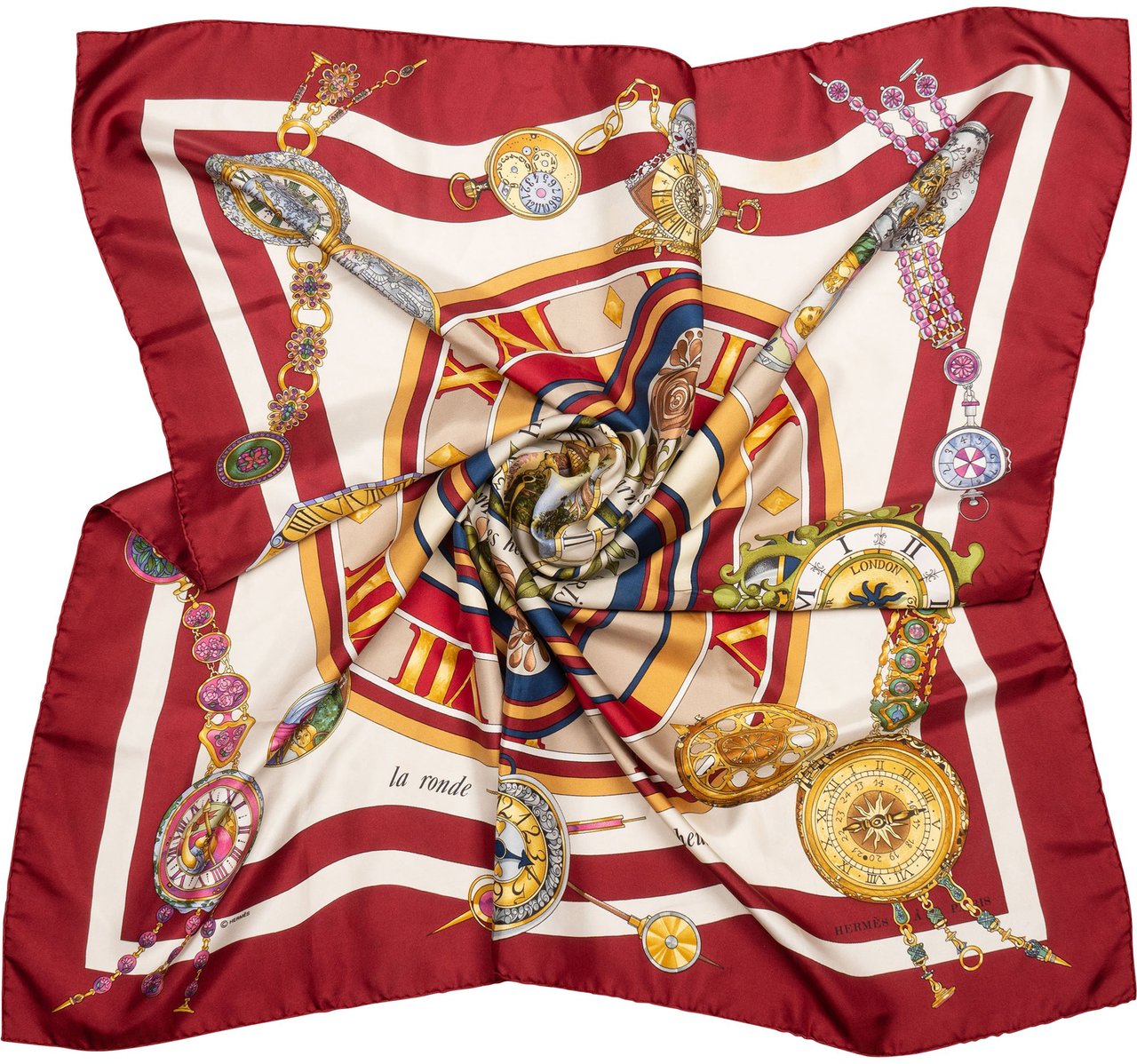 Hermès Classic "parmi les fleurs" Silk Carre 90 Scarf Tuch Rood