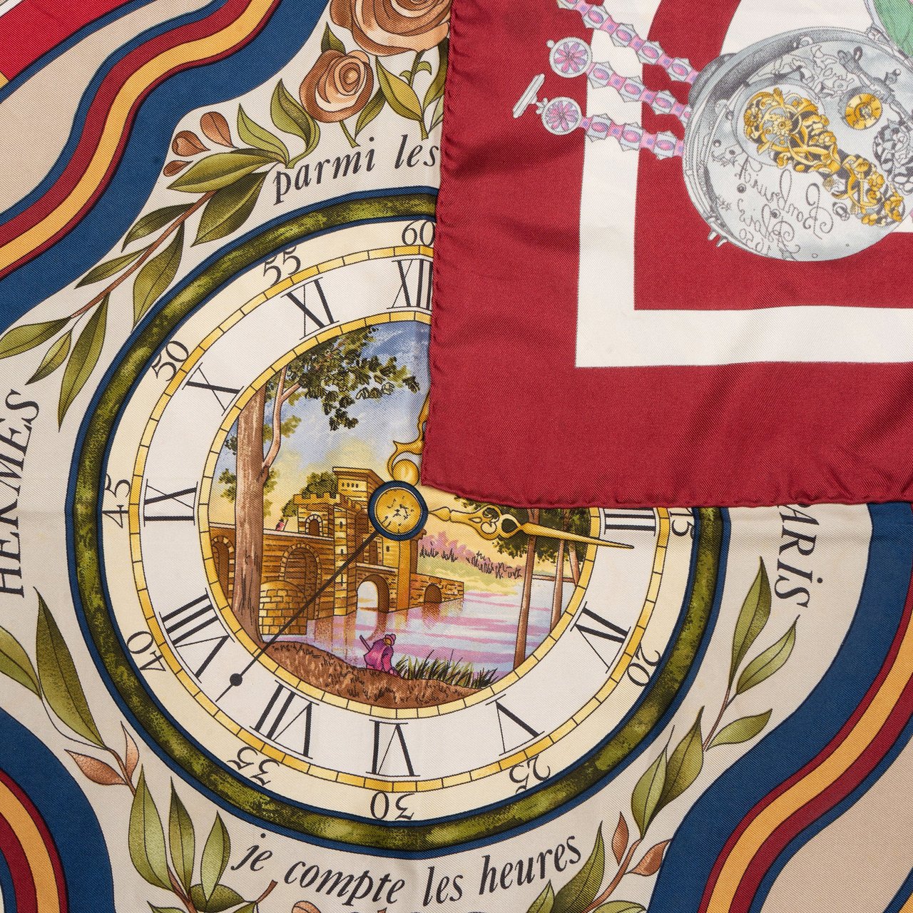 Hermès Classic "parmi les fleurs" Silk Carre 90 Scarf Tuch Rood