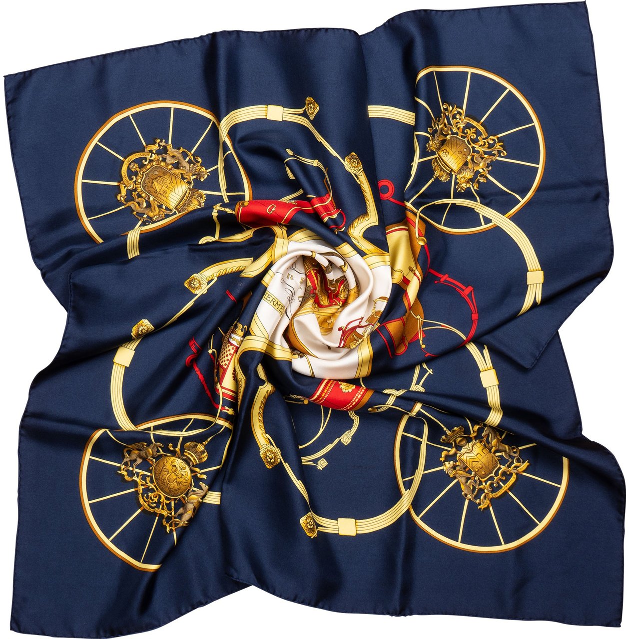 Hermès Hermès Classic "Springn" Silk Carre 90 Scarf Tuch Blauw