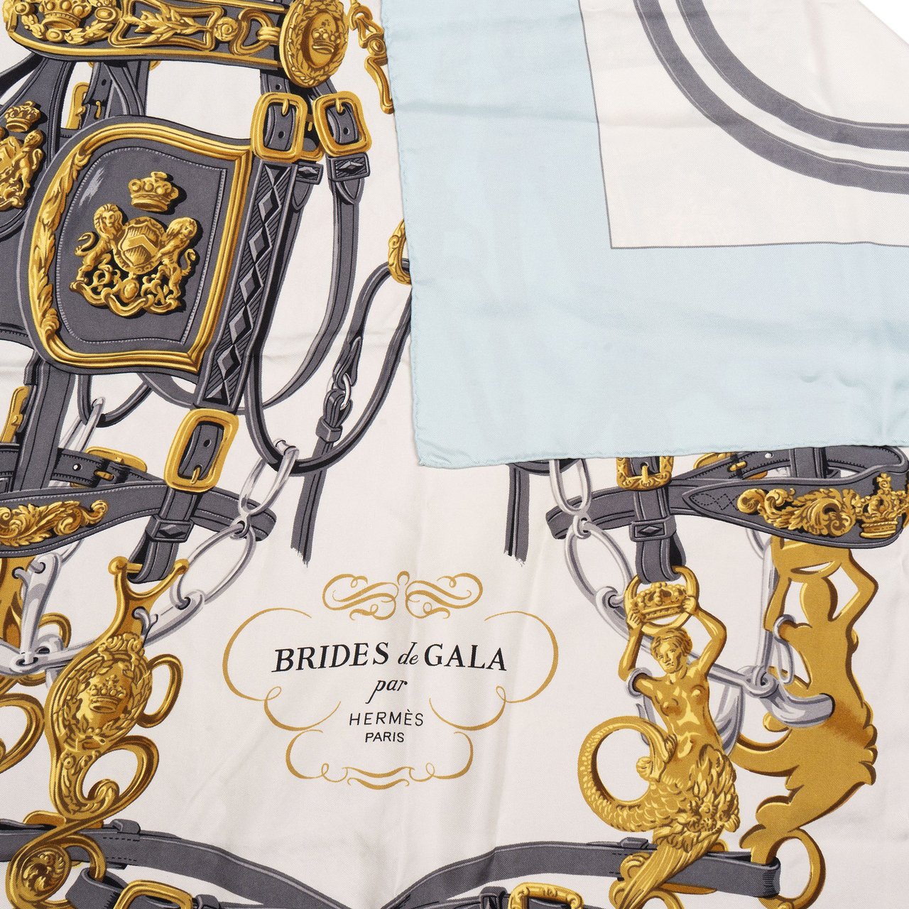 Hermès Classic "BRIDES de GALA" Silk Carre 90 Scarf Tuch Blauw