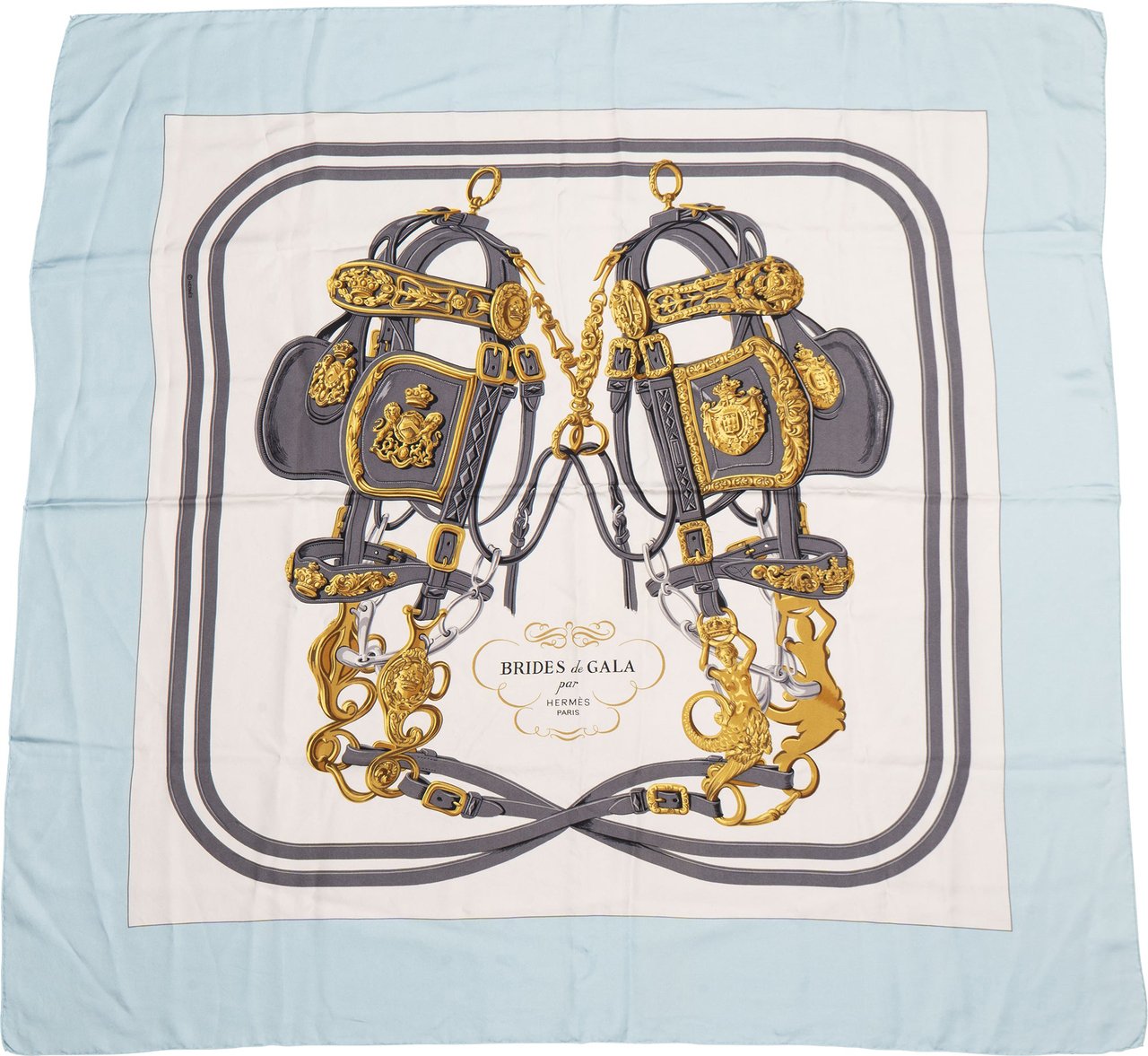 Hermès Hermès Classic "BRIDES de GALA" Silk Carre 90 Scarf Tuch Blauw