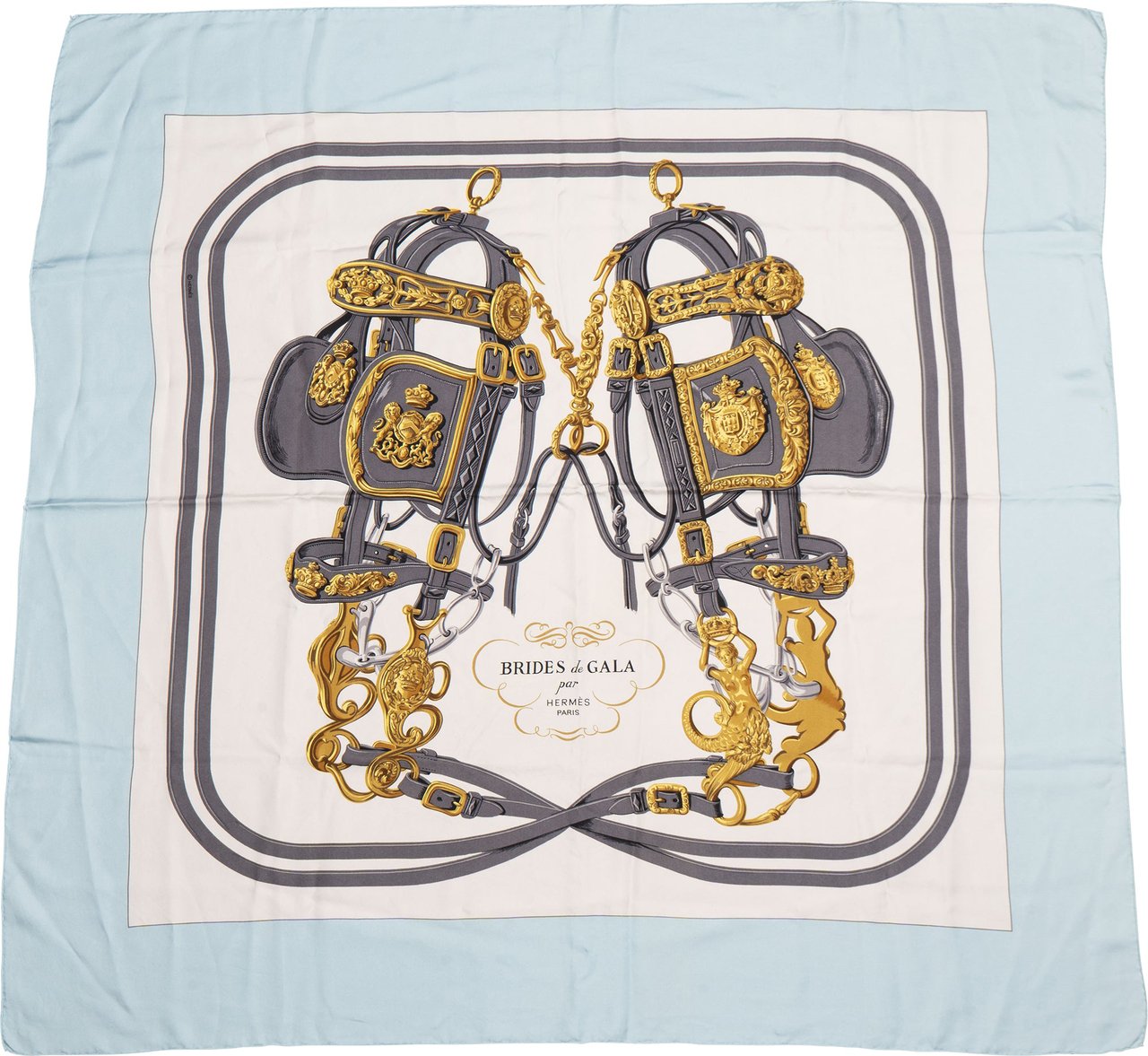 Hermès Hermès Classic "BRIDES de GALA" Silk Carre 90 Scarf Tuch Blauw