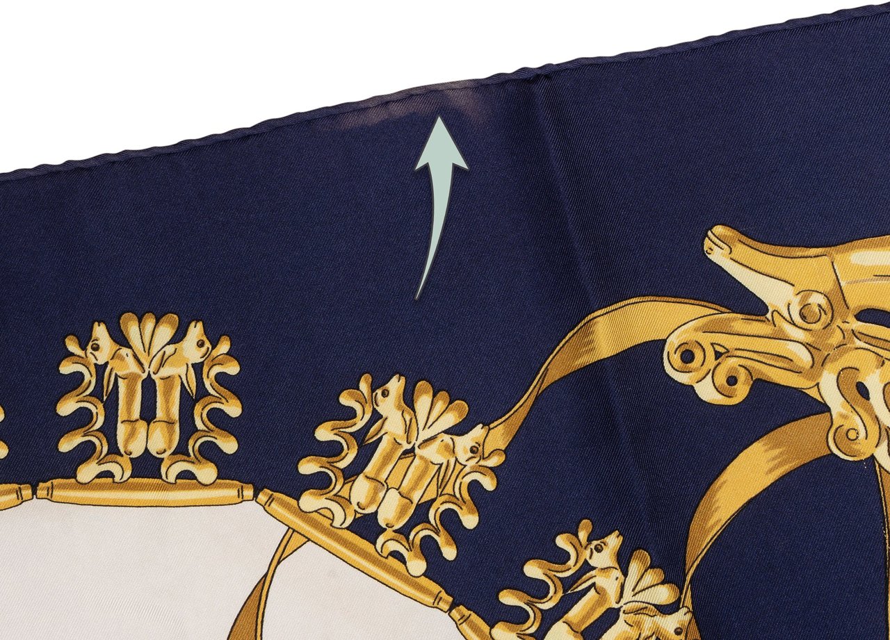 Hermès Hermès Classic "LES CAVALIERS D´OR" Silk Carre 90 Scarf Tuch Blauw