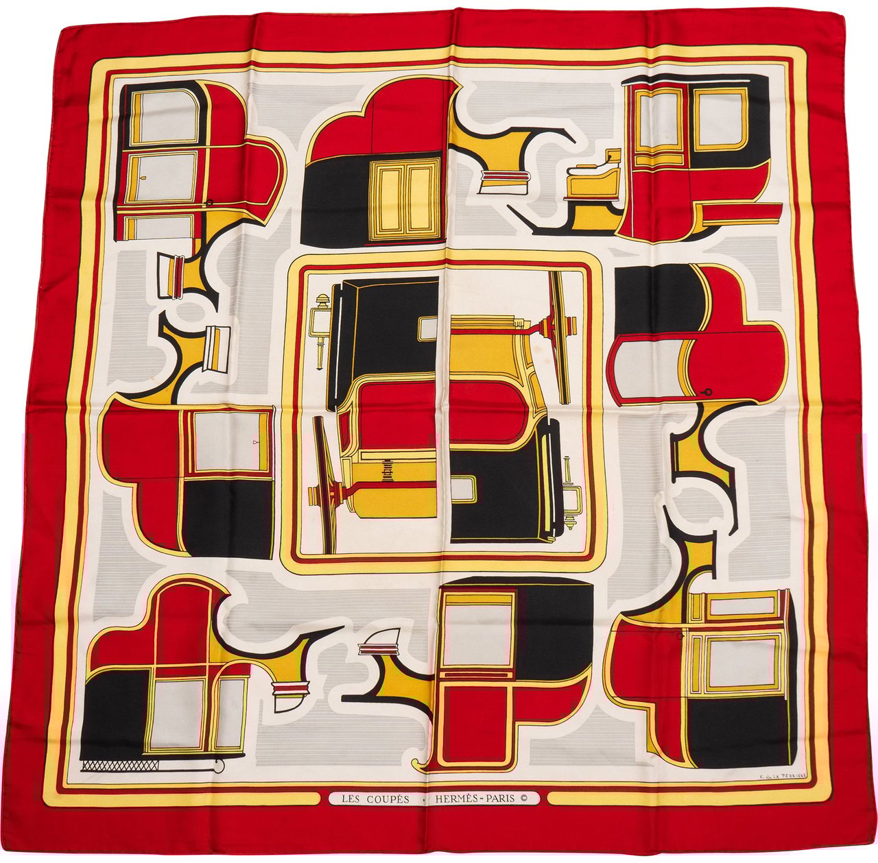 Hermès Hermès Classic "LES COUPÉS" Silk Carre 90 Scarf Tuch Rood