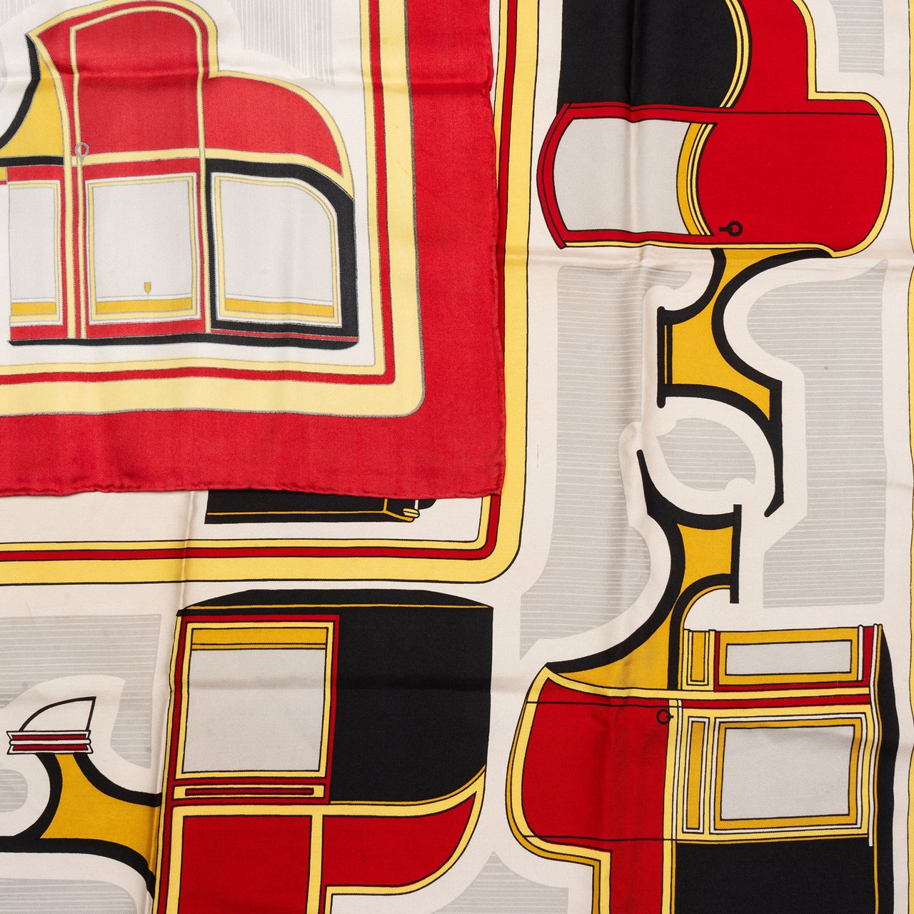 Hermès Classic "LES COUPÉS" Silk Carre 90 Scarf Tuch Rood