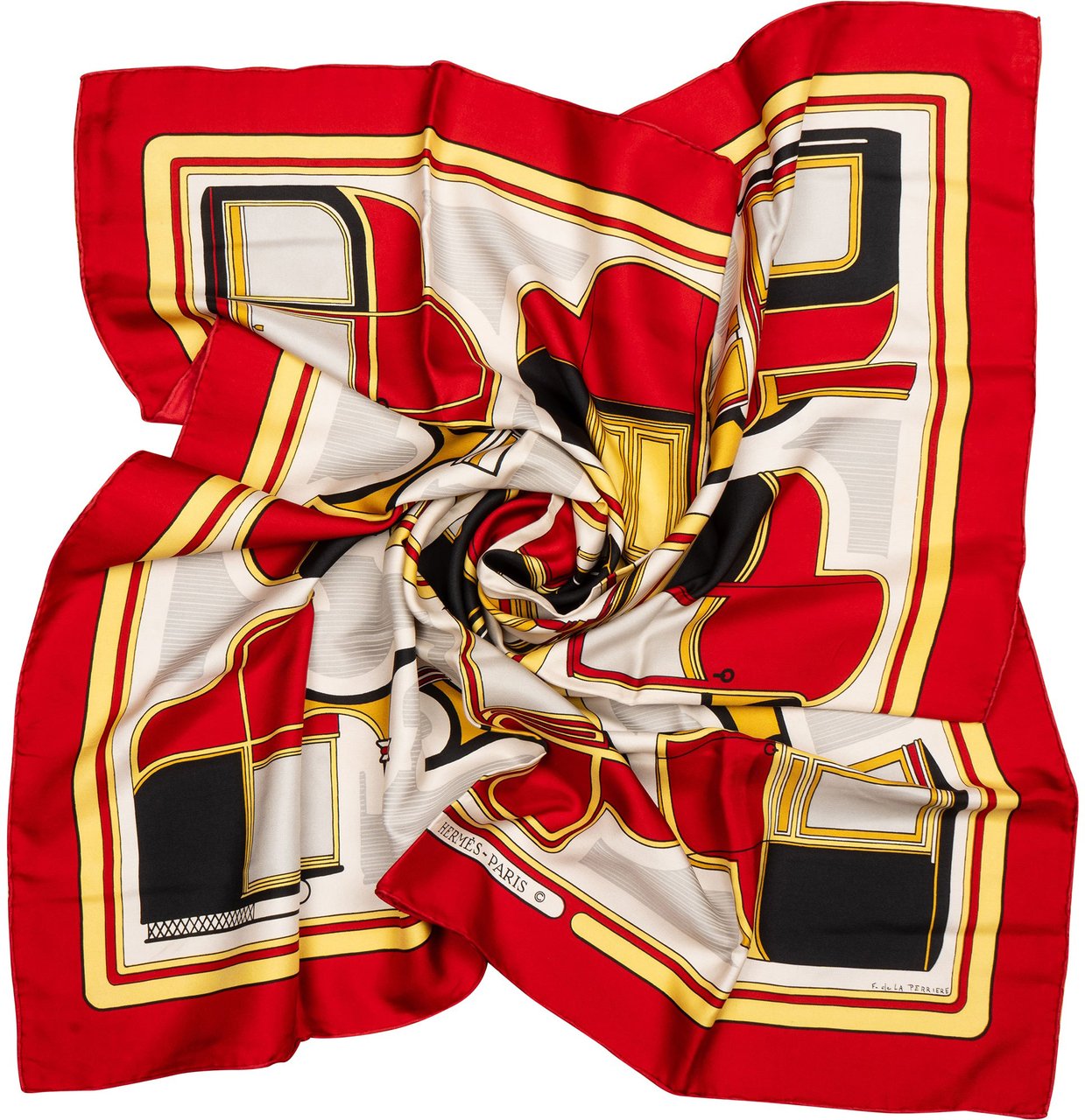 Hermès Classic "LES COUPÉS" Silk Carre 90 Scarf Tuch Rood