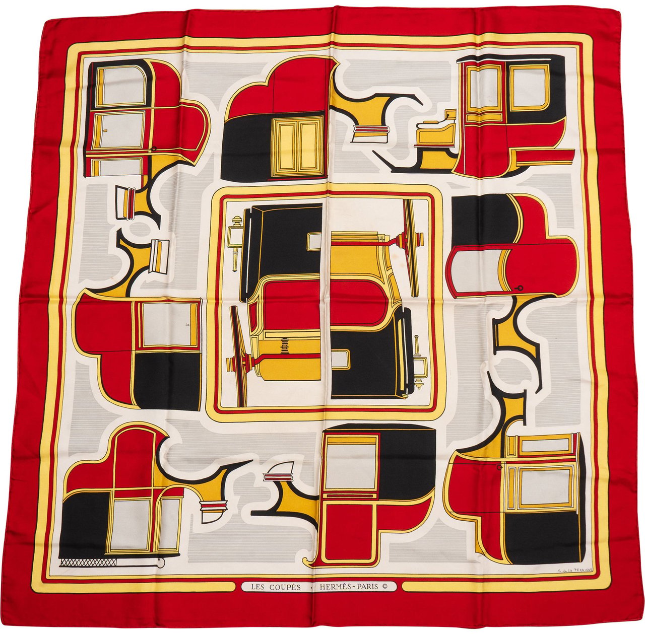 Hermès Classic "LES COUPÉS" Silk Carre 90 Scarf Tuch Rood