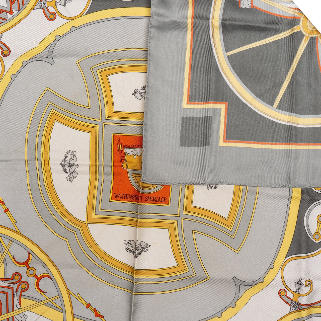 Hermès Classic "WASHINGTON´S CARRIAGE" Silk Carre 90 Scarf Tuch Donkergrijs