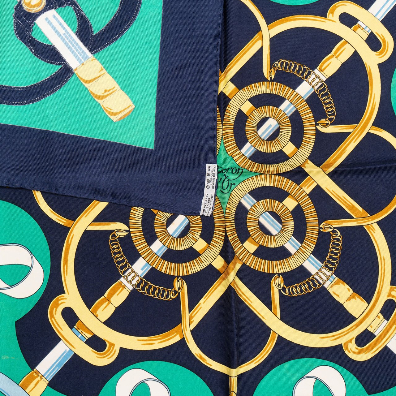 Hermès Hermès Classic "Eperon d´Or" Silk Carre 90 Scarf Tuch Blauw