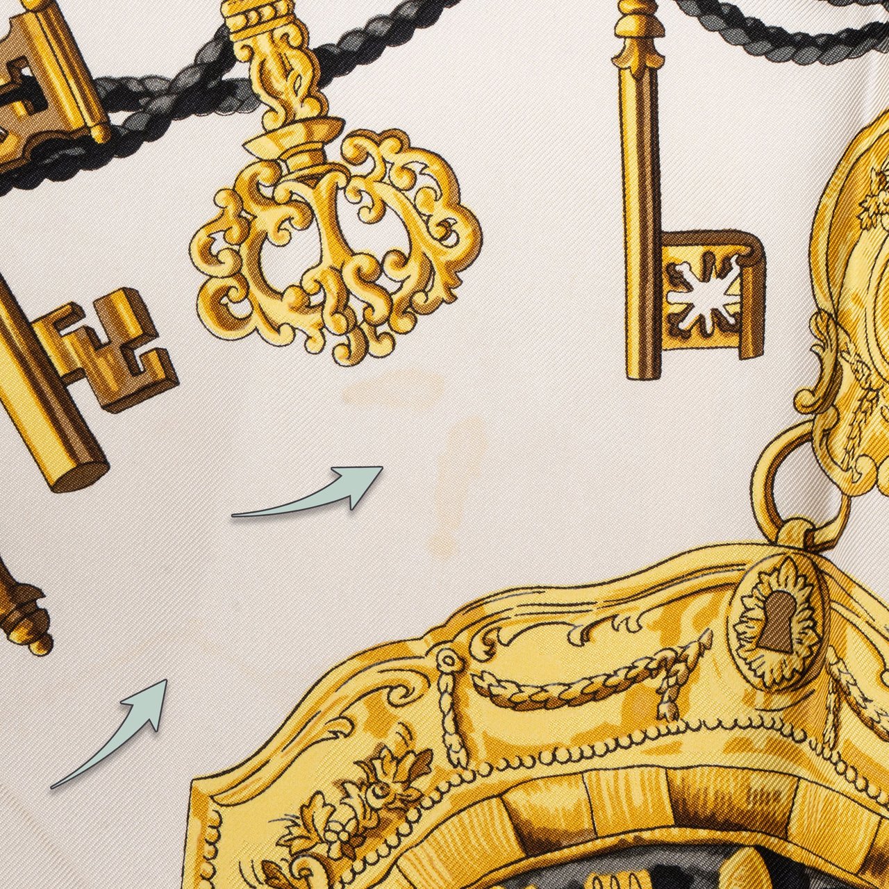 Hermès Hermès Classic "Les Clefs" Silk Carre 90 Scarf Tuch Zwart