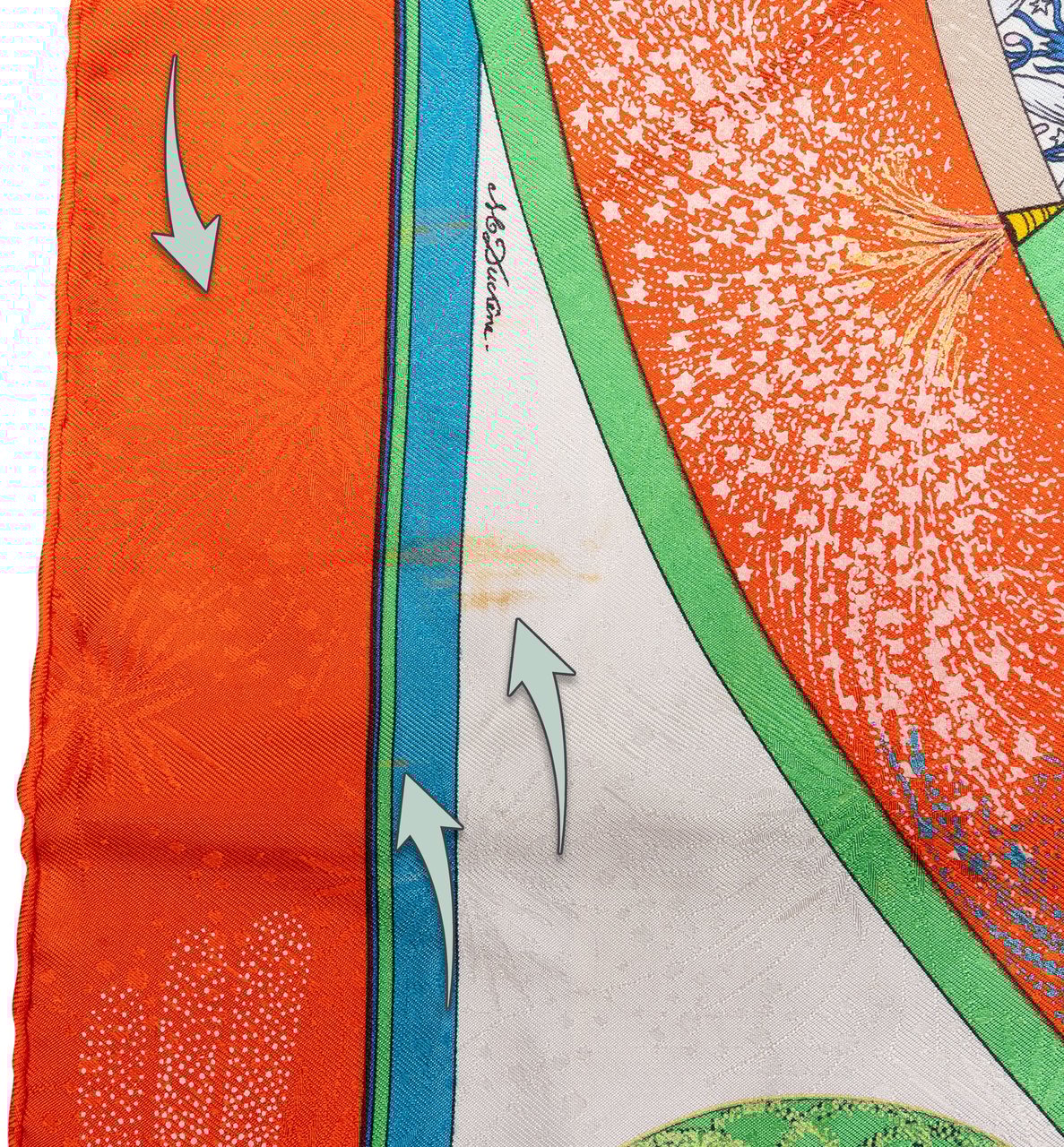 Hermès Hermès Classic "Fireworks" Silk Carre 90 Scarf Tuch Oranje