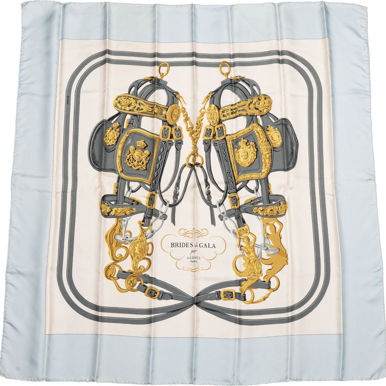 Hermès Hermès Classic "BRIDES de GALA" Silk Carre 90 Scarf Tuch Blauw