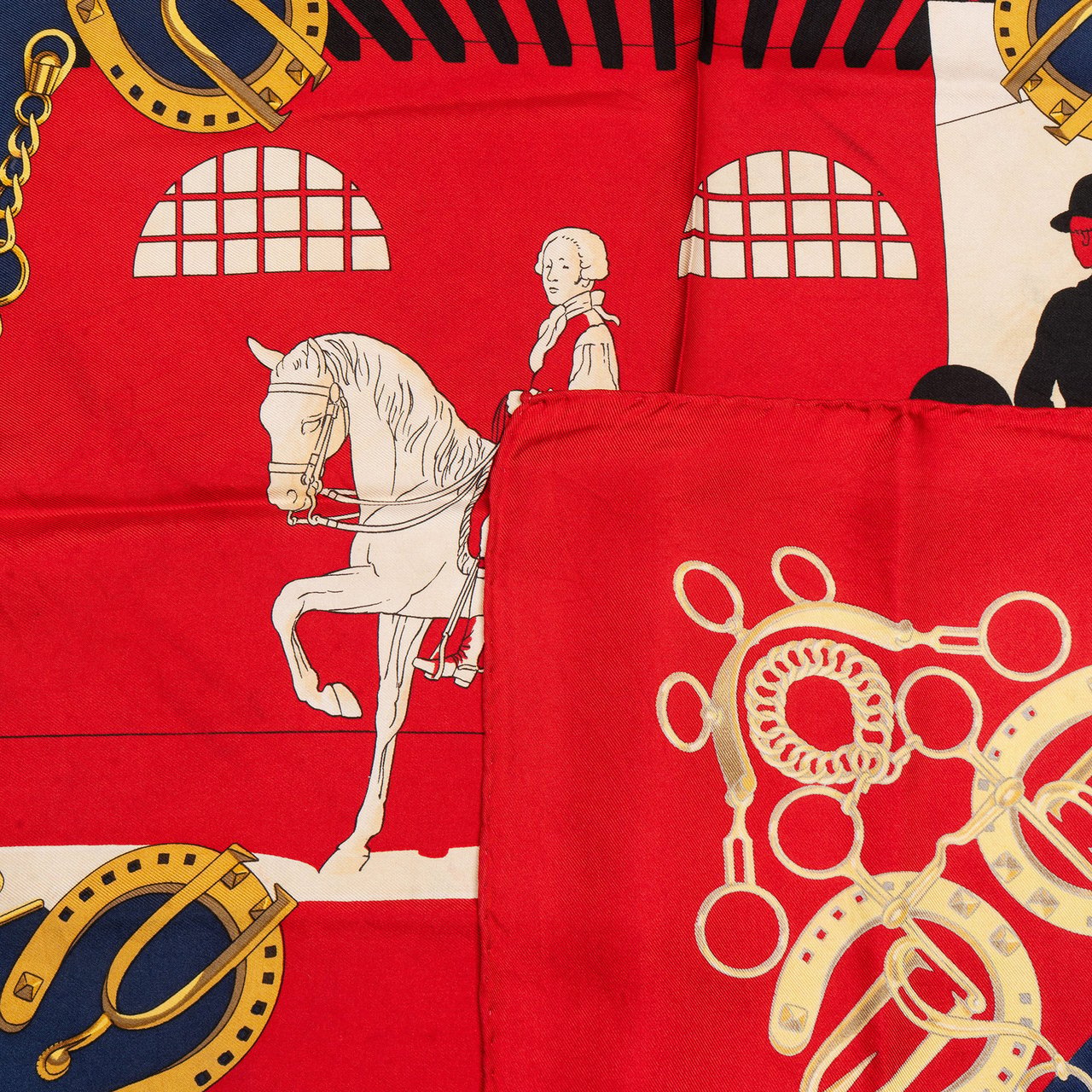 Hermès Classic "MANÉGE" Silk Carre 90 Scarf Tuch Rood