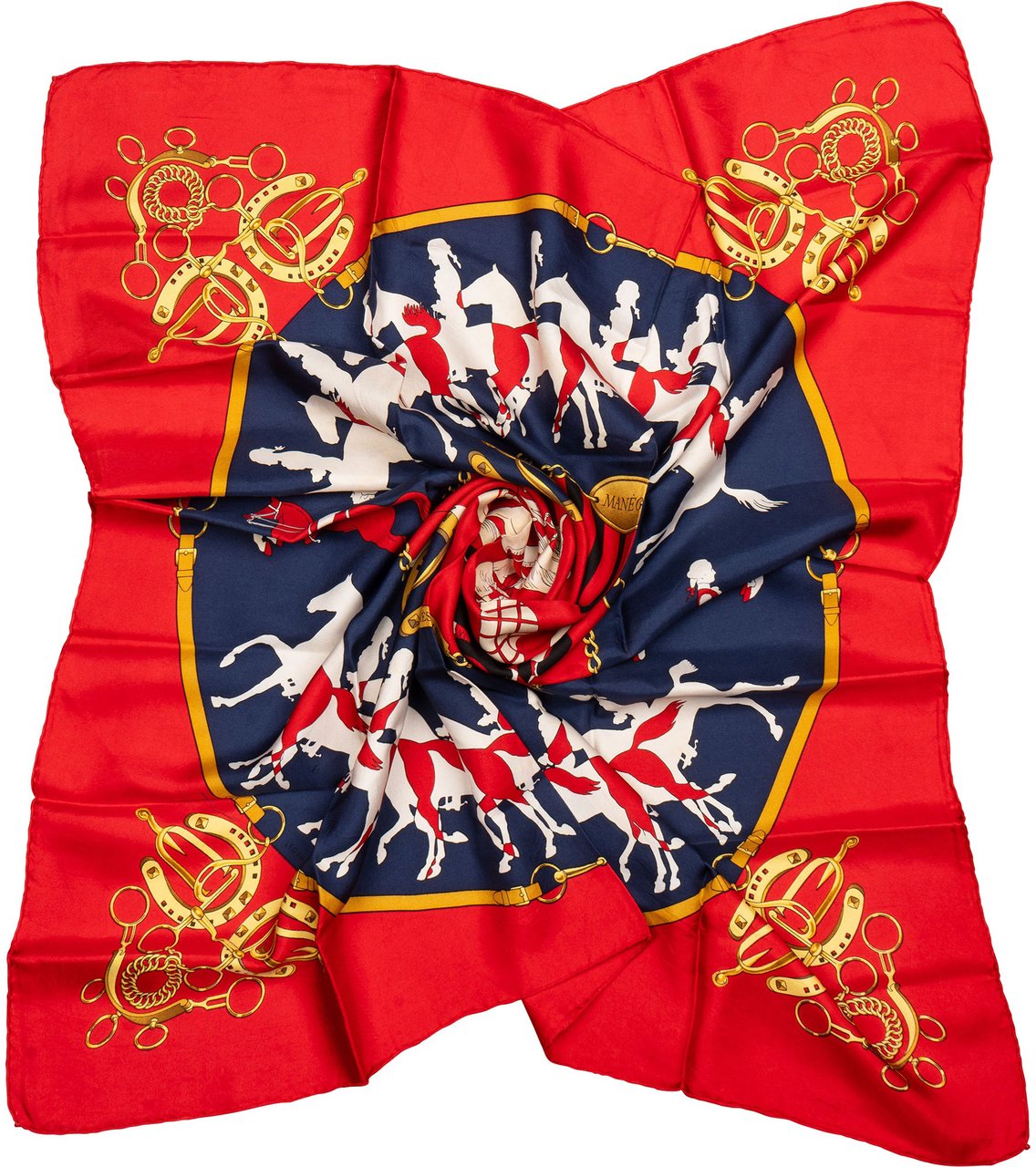 Hermès Classic "MANÉGE" Silk Carre 90 Scarf Tuch Rood
