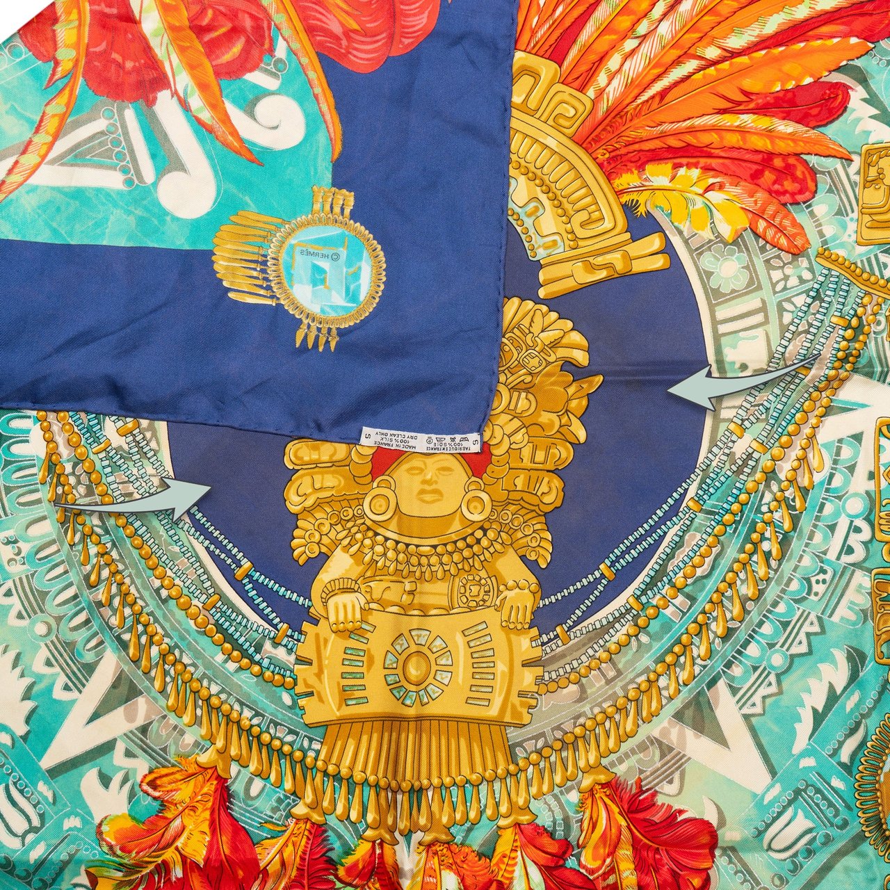 Hermès Hermès Classic "Mexique" Silk Carre 90 Scarf Tuch Blauw