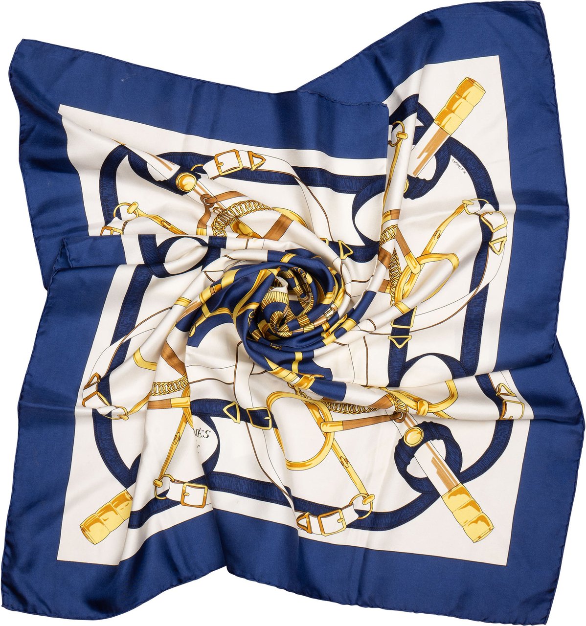 Hermès Hermès Classic "Eperon d´Or" Silk Carre 90 Scarf Tuch Blauw