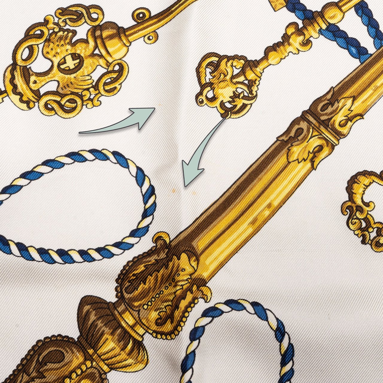 Hermès Hermès Classic "Les Clefs" Silk Carre 90 Scarf Tuch Blauw