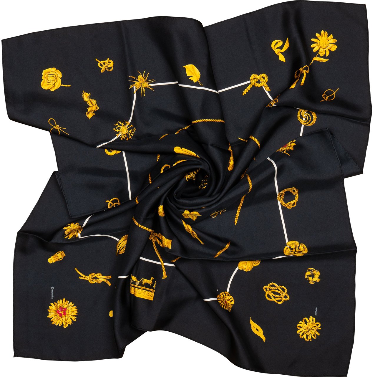 Hermès Hermès Classic "Clips" Silk Carre 90 Scarf Tuch Zwart