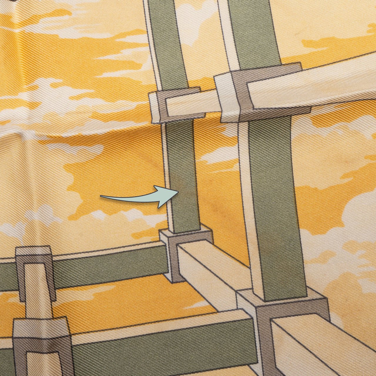 Hermès Hermès Classic "Perspective" Silk Carre 45 Scarf Tuch Geel