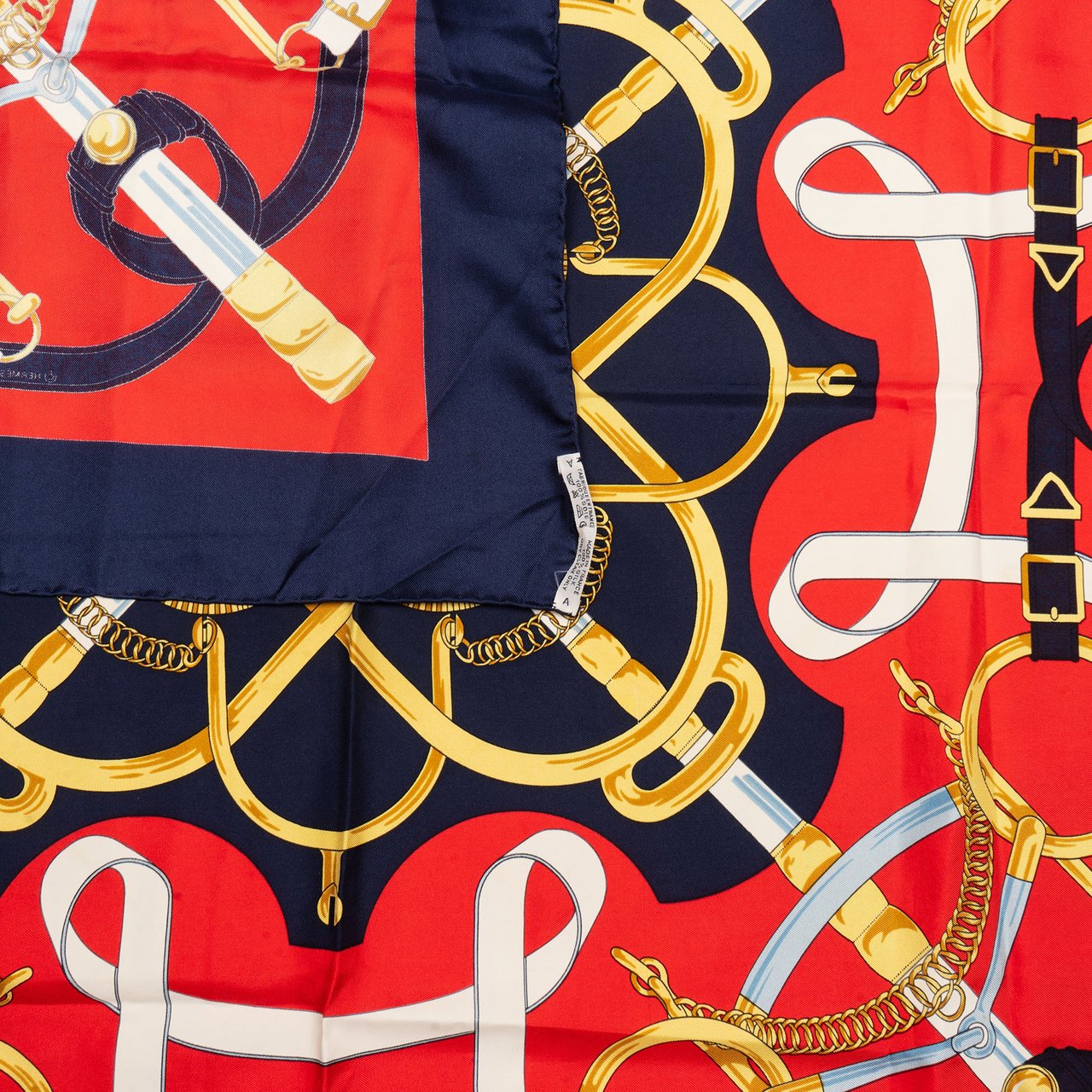 Hermès Classic "Eperon d´Or" Silk Carre 90 Scarf Tuch Rood