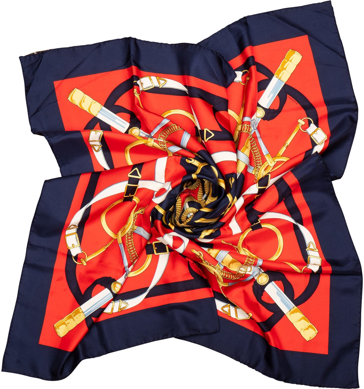 Hermès Classic "Eperon d´Or" Silk Carre 90 Scarf Tuch Rood