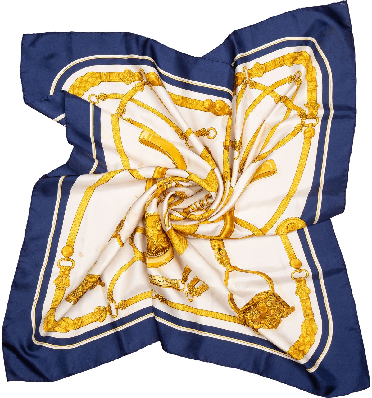 Hermès Hermès Classic "Gaucho" Silk Carre 90 Scarf Tuch Blauw