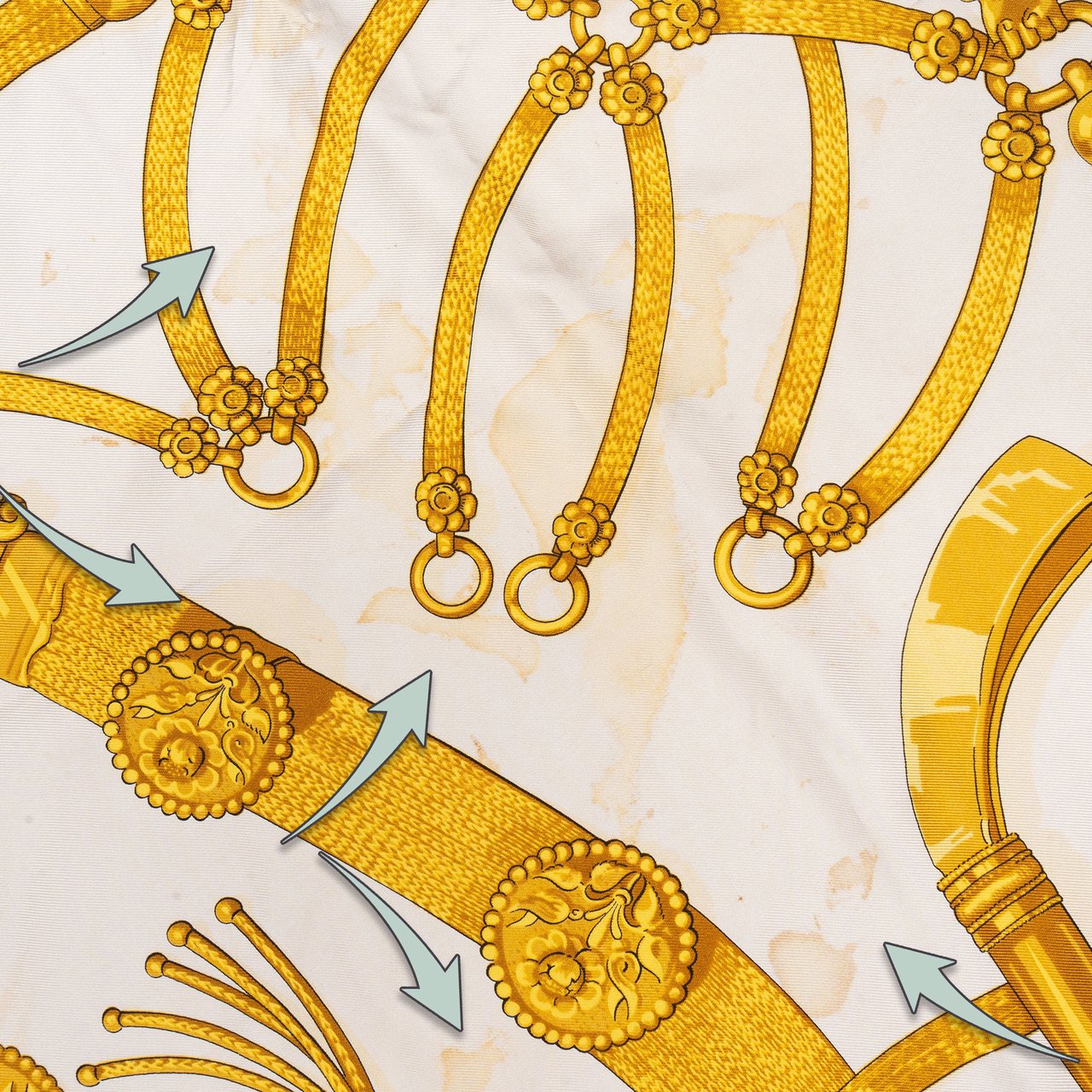 Hermès Hermès Classic "Gaucho" Silk Carre 90 Scarf Tuch Blauw