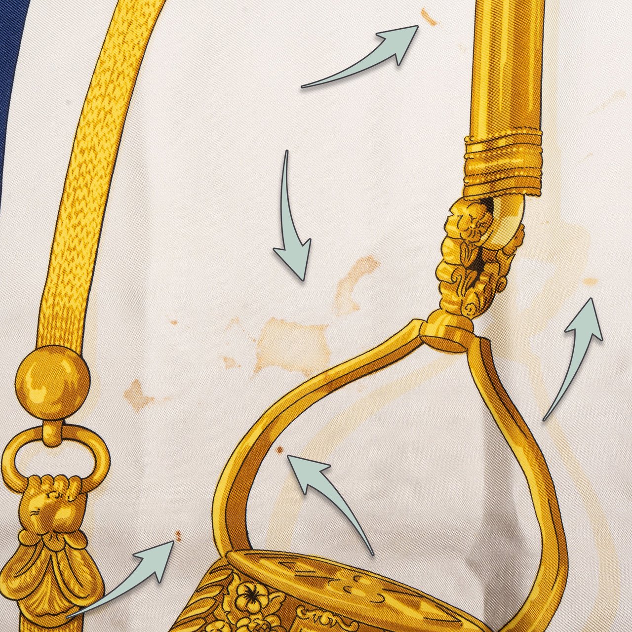 Hermès Hermès Classic "Gaucho" Silk Carre 90 Scarf Tuch Blauw